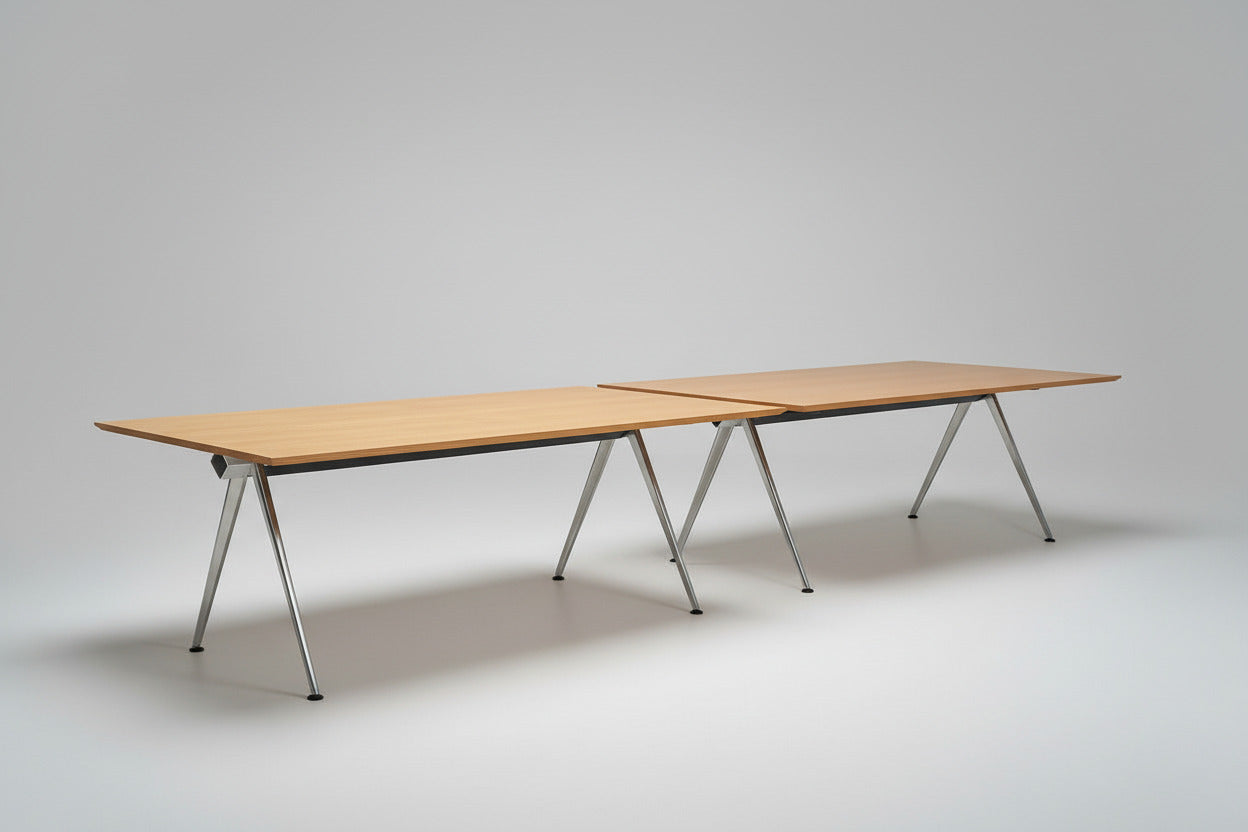 Randers & Radius bord lys bøg med metalstel 180x108 cm front